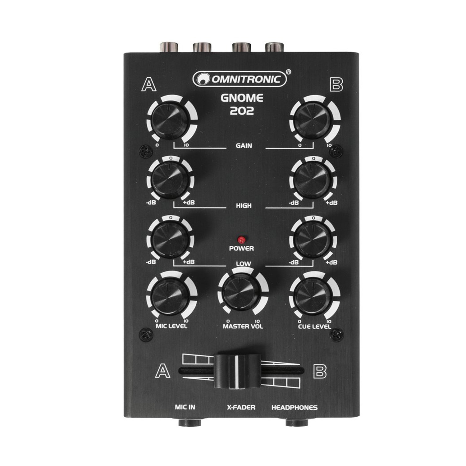 Kompakt DJ Mixer GNOME-202 Mini-Mixer schwarz - 2 Kanäle von Omnitronic