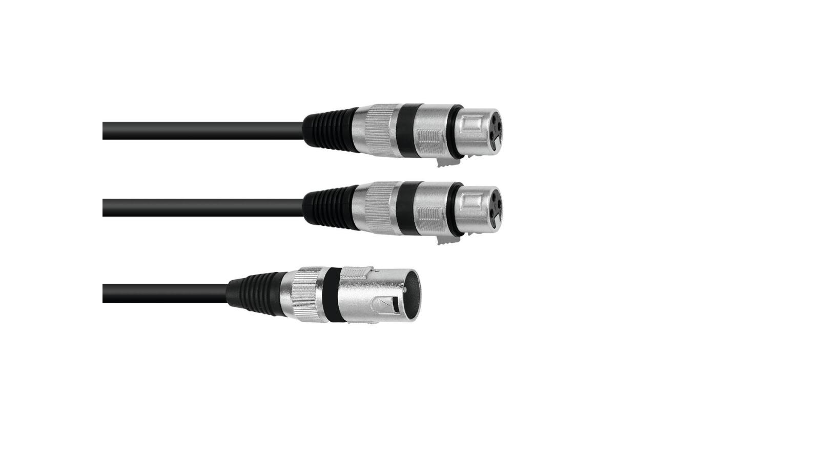 OMNITRONIC Adapterkabel XLR(M)/2xXLR(F) 1,5m sw von Omnitronic