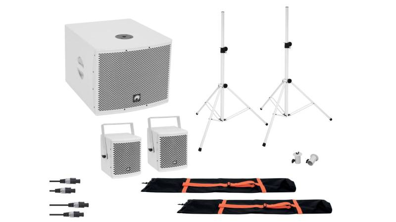 OMNITRONIC Set MOLLY 2.1 Aktivsystem Sub + 2x Top + Zubehör, weiß von Omnitronic