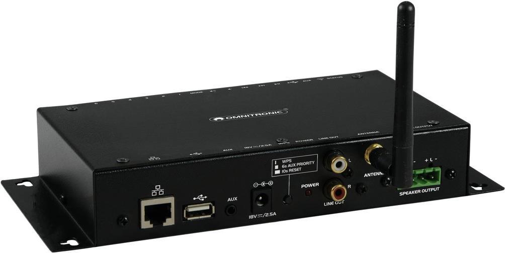 Omnitronic CIA-40WIFI 2.0 Stereo-Verstärker 2x25 W Schwarz AirPlay, DLNA, Internetradio, USB, WLAN (13072202) von Omnitronic
