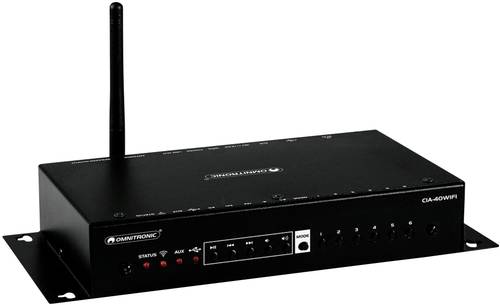 Omnitronic CIA-40WIFI 2.0 Stereo-Verstärker 2x25W Schwarz AirPlay, DLNA, Internetradio, USB, WLAN von Omnitronic