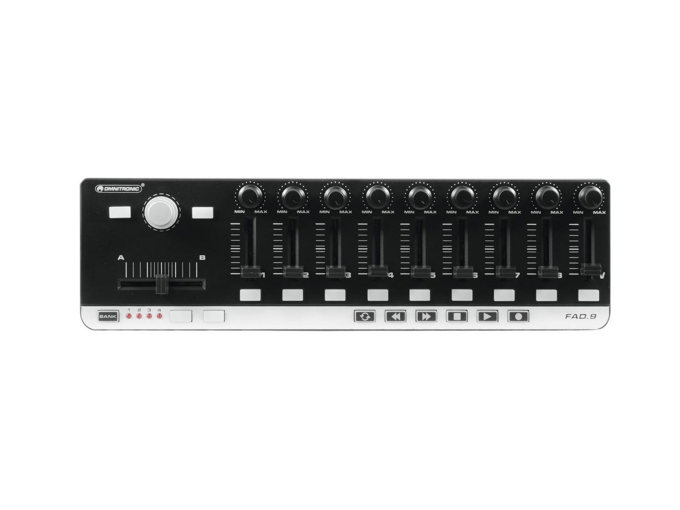 Omnitronic DJ Controller FAD-9 MIDI-Controller, Kompatibel zu nahezu jeder Audiosoftware von Omnitronic