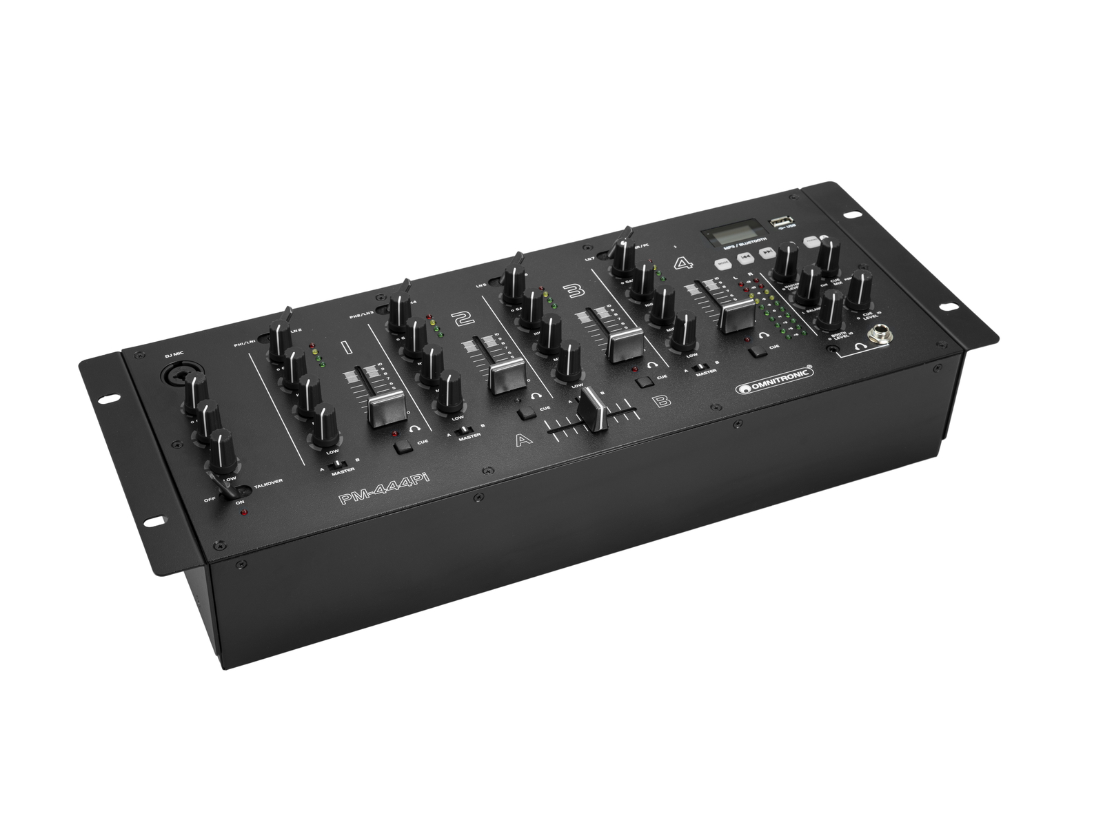 Omnitronic PM-444Pi 4-Kanal-DJ-Mixer mit Player & USB-Interface von Omnitronic