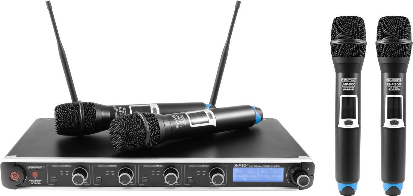 Omnitronic UHF-304 Hand Mikrofon-Set Übertragungsart (Details):Funk Metallgehäuse (13063304) von Omnitronic