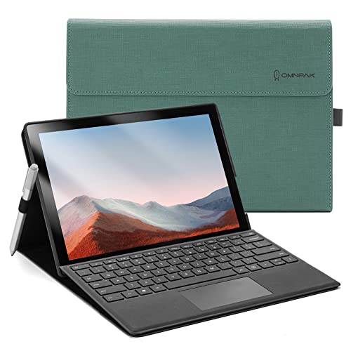 Omnpak Hülle für Microsoft Surface pro 7+/ 7/6 /5/4, Anpassbarer Betrachtungswinkel, Kompatibel mit der Type Cover Tastatur von Omnpak