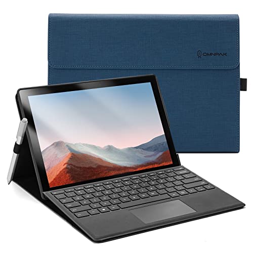 Omnpak Hülle für Microsoft Surface pro 7+/ 7/6 /5/4, Anpassbarer Betrachtungswinkel, Kompatibel mit der Type Cover Tastatur von Omnpak