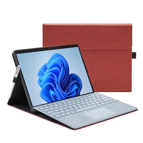 Omnpak Hülle für Surface Pro 8 Tablet, Business-Hülle mit Stifthalter, Einstellbarer Multi-Betrachtungswinkel, kompatibel mit der Type Cover-Tastatur von Omnpak