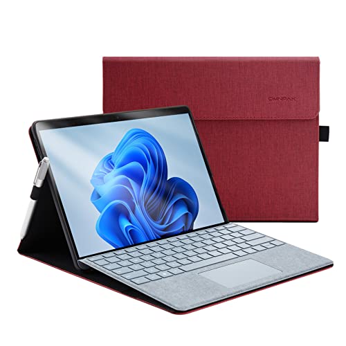 Omnpak Hülle für Surface Pro 8 Tablet, Business-Hülle mit Stifthalter, Einstellbarer Multi-Betrachtungswinkel, kompatibel mit der Type Cover-Tastatur von Omnpak