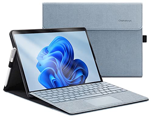 Omnpak Hülle für Surface Pro 8 Tablet, Business-Hülle mit Stifthalter, Einstellbarer Multi-Betrachtungswinkel, kompatibel mit der Type Cover-Tastatur von Omnpak