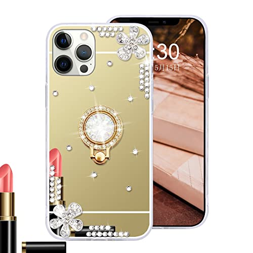 Omorro Für iPhone 14 Pro Max Make-up-Spiegelhülle für Frauen Mädchen Luxus Bling Glitzer Strass Cover mit glänzendem Kristall Diamant Ring Ständer Halter Finger Grip Niedliche Mädchen Hüllen Omorro Für iPhone 14 Pro Max Make-up-Spiegelhülle für Frauen Mädchen Luxus Bling Glitzer Strass Cover mit glänzendem Kristall Diamant Ring Ständer Halter Finger Grip Niedliche Mädchen Hüllen von Omorro