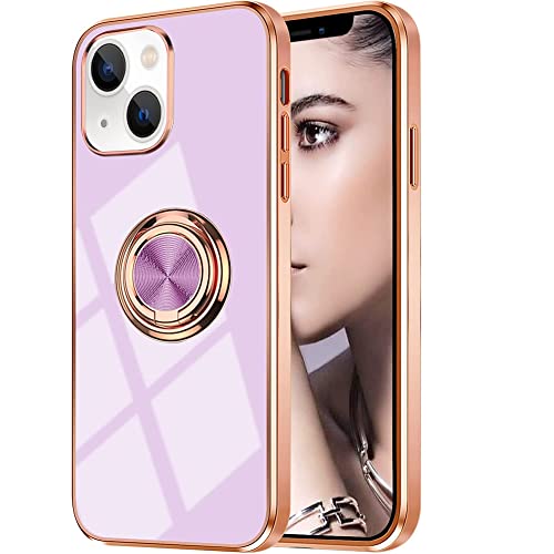 Omorro Kompatibel mit iPhone 15 Hülle mit Ringständer, 360° drehbar, Ringhülle mit Ständer, Roségold-Beschichtung, mit magnetischer Autohalterung, für Frauen und Mädchen, Lila Omorro Kompatibel mit iPhone 15 Hülle mit Ringständer, 360° drehbar, Ringhülle mit Ständer, Roségold-Beschichtung, mit magnetischer Autohalterung, für Frauen und Mädchen, Lila von Omorro