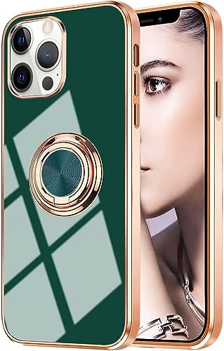 Omorro Kompatibel mit iPhone 15 Pro Max Hülle mit Ring Kickstand Halter 360° Rotation Ring Case mit Ständer Rose Gold Plating Edge Work with Magnetic Car Mount Case for Women Girls Green Omorro Kompatibel mit iPhone 15 Pro Max Hülle mit Ring Kickstand Halter 360° Rotation Ring Case mit Ständer Rose Gold Plating Edge Work with Magnetic Car Mount Case for Women Girls Green von Omorro