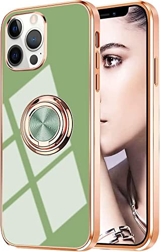 Omorro Kompatibel mit iPhone 15 Pro Max Hülle mit Ring-Ständer, 360° drehbar, Ringhülle mit Ständer, Roségold-Beschichtung, mit magnetischer Autohalterung, für Frauen und Mädchen, Hellgrün Omorro Kompatibel mit iPhone 15 Pro Max Hülle mit Ring-Ständer, 360° drehbar, Ringhülle mit Ständer, Roségold-Beschichtung, mit magnetischer Autohalterung, für Frauen und Mädchen, Hellgrün von Omorro
