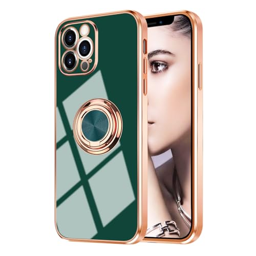 Omorro Kompatibel mit iPhone 16 Pro Hülle für Damen und Mädchen, Ringhalter, 360 Grad drehbarer Ring mit Ständer, Beschichtungskante, Arbeit mit magnetischer Halterung, schlank, luxuriös, Grün Omorro Kompatibel mit iPhone 16 Pro Hülle für Damen und Mädchen, Ringhalter, 360 Grad drehbarer Ring mit Ständer, Beschichtungskante, Arbeit mit magnetischer Halterung, schlank, luxuriös, Grün von Omorro