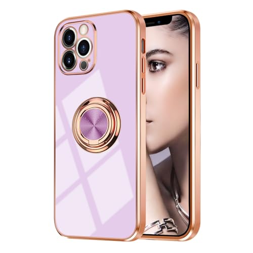 Omorro Kompatibel mit iPhone 16 Pro Max Hülle für Damen und Mädchen, Ringhalter, 360 Grad drehbarer Ring mit Ständer, Beschichtungskante, Arbeit mit magnetischer Halterung, schlank, luxuriös, Lila Omorro Kompatibel mit iPhone 16 Pro Max Hülle für Damen und Mädchen, Ringhalter, 360 Grad drehbarer Ring mit Ständer, Beschichtungskante, Arbeit mit magnetischer Halterung, schlank, luxuriös, Lila von Omorro