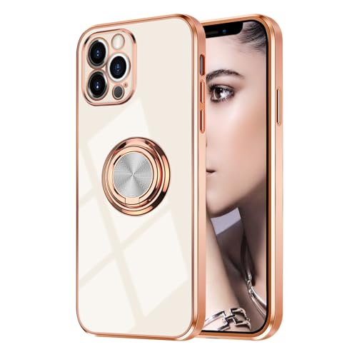 Omorro Kompatibel mit iPhone 16 Pro Max Hülle für Damen und Mädchen, Ringhalter, 360 Grad drehbarer Ring mit Ständer, Beschichtungskante, Arbeit mit magnetischer Halterung, schlank, luxuriös, Weiß Omorro Kompatibel mit iPhone 16 Pro Max Hülle für Damen und Mädchen, Ringhalter, 360 Grad drehbarer Ring mit Ständer, Beschichtungskante, Arbeit mit magnetischer Halterung, schlank, luxuriös, Weiß von Omorro