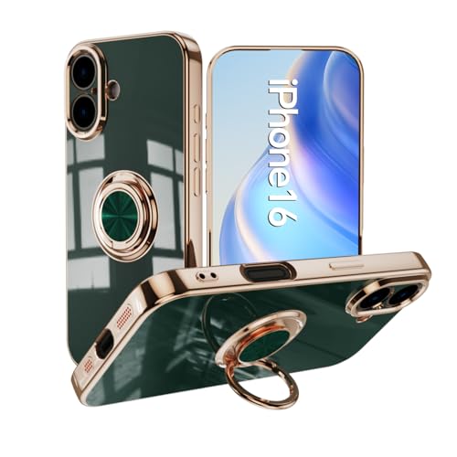 Omorro Kompatibel mit iPhone 16e Hülle für Frauen Mädchen Kickstand Ringhalter 360 Grad drehbarer Ring mit Ständer Beschichtung Rand Arbeit mit magnetischer Halterung Slim Luxury, Grün Omorro Kompatibel mit iPhone 16e Hülle für Frauen Mädchen Kickstand Ringhalter 360 Grad drehbarer Ring mit Ständer Beschichtung Rand Arbeit mit magnetischer Halterung Slim Luxury, Grün von Omorro
