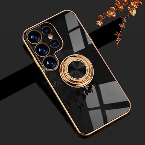Omorro Schutzhülle für Galaxy S24 Ultra in Roségold, für Damen und Mädchen, Ringhalter, 360° drehbar, TPU-Ring, mit Standbeschichtung, mit magnetischer Halterung, schlanke Luxus-Hülle, Schwarz Omorro Schutzhülle für Galaxy S24 Ultra in Roségold, für Damen und Mädchen, Ringhalter, 360° drehbar, TPU-Ring, mit Standbeschichtung, mit magnetischer Halterung, schlanke Luxus-Hülle, Schwarz von Omorro