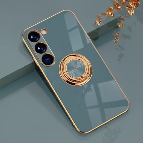 Omorro Schutzhülle für Galaxy S25 Plus, kompatibel mit rotgoldener Hülle für Damen und Mädchen, Ringhalter, 360° drehbar, TPU-Ring-Hülle mit Standfunktion, mit magnetischer Halterung, schlanke von Omorro