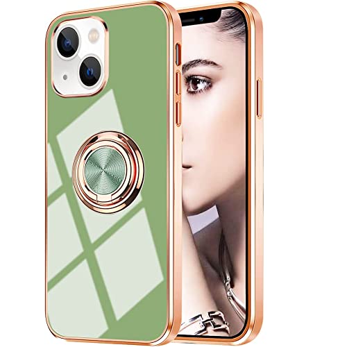 Omorro Schutzhülle für iPhone 15 Plus, mit Ringständer, 360 ° drehbar, Ringhülle mit Ständer, Roségold-Beschichtung, mit magnetischer Autohalterung, für Damen und Mädchen, Hellgrün Omorro Schutzhülle für iPhone 15 Plus, mit Ringständer, 360 ° drehbar, Ringhülle mit Ständer, Roségold-Beschichtung, mit magnetischer Autohalterung, für Damen und Mädchen, Hellgrün von Omorro