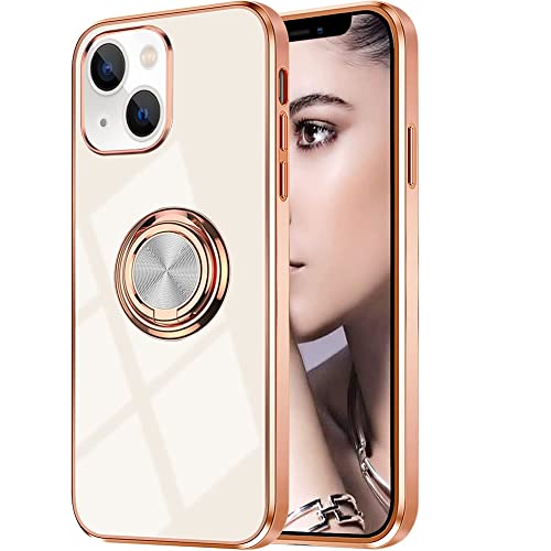 Omorro Schutzhülle für iPhone 15 Plus, mit Ringständer, 360 ° drehbar, Ringhülle mit Ständer, Roségold-Beschichtung, mit magnetischer Autohalterung, für Damen und Mädchen, Weiß Omorro Schutzhülle für iPhone 15 Plus, mit Ringständer, 360 ° drehbar, Ringhülle mit Ständer, Roségold-Beschichtung, mit magnetischer Autohalterung, für Damen und Mädchen, Weiß von Omorro