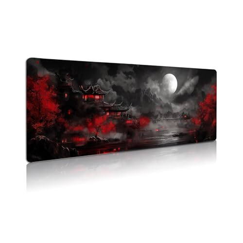 Erweitertes Gaming-Mauspad, großes Mauspad, 3 mm, Unterseite aus Naturgummi, mit genähten Kanten, rutschfeste Schreibtischunterlage für Büro, Zuhause, tolles Geschenk, 80 x 30 cm (Dark Canyon 4) von Omosri