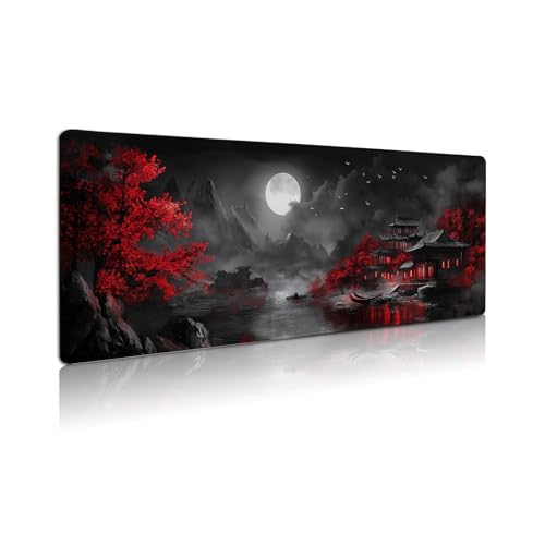 Erweitertes Gaming-Mauspad, großes Mauspad, 3 mm, Unterseite aus Naturgummi, mit genähten Kanten, rutschfeste Schreibtischunterlage für Büro, Zuhause, tolles Geschenk, 80 x 30 cm (Dark Canyon 5) von Omosri