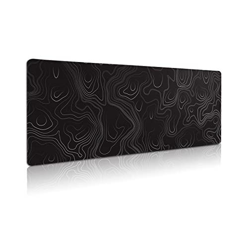 Topographische Karte, großes Mauspad, XL, Gaming-Mauspad, erweitertes geografisches Mauspad mit genähten Kanten, Tastatur-Mauspad, 3 mm für Heimbüro, 80 x 30 cm, schwarze Karte Topographische Karte, großes Mauspad, XL, Gaming-Mauspad, erweitertes geografisches Mauspad mit genähten Kanten, Tastatur-Mauspad, 3 mm für Heimbüro, 80 x 30 cm, schwarze Karte von Omosri