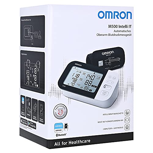 Omron M500 Intelli IT (neu 2020) Oberarm Blutdruckmessgerät, IntelliWrap Manschette (22-42cm) Speicher 2x100 + Gastmodus, Klinisch validiert von Omron