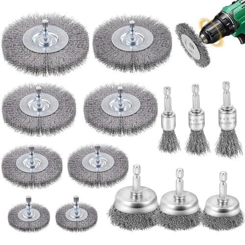 Omtofo Drahtbürste Bohrmaschine 14 Stück, 6mm Metallbürsten Drahtbürste Akkuschrauber, mit Sechskantstange Drahtbürsten Set, für Bohrmaschine Polier Schleifen Entrosten Entgraten Farbe Omtofo Drahtbürste Bohrmaschine 14 Stück, 6mm Metallbürsten Drahtbürste Akkuschrauber, mit Sechskantstange Drahtbürsten Set, für Bohrmaschine Polier Schleifen Entrosten Entgraten Farbe von Omtofo