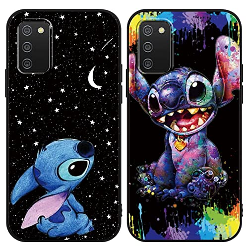 [2 Stück] Schutzhülle für Samsung Galaxy A02s 4G Hülle 6,5",Stitch Cute Sweet Karikatur Anime Einzigartige Lustig Ultra Dünn Matt Hart Silikon Stoßfest Kratzfest Case Handyhülle von Omyzo