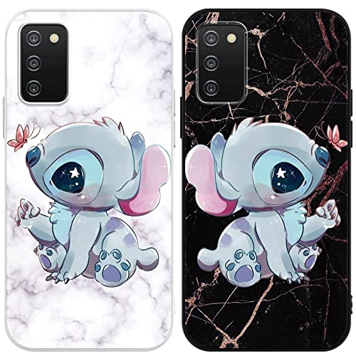 [2 Stück] Schutzhülle für Samsung Galaxy A03s 4G Hülle 6,5",Weiche Stoßfest TPU Silikon Cartoon Anime Case mit Niedlich Muster Design Cover Handyhülle für Samsung A03s von Omyzo