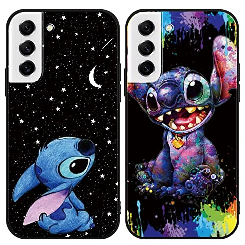 [2 Stück] Stitch Schutzhülle für Samsung Galaxy S21 FE Hülle 5G 6,4",Cute Sweet Karikatur Anime Einzigartige Lustig Ultra Dünn Matt Weich Silikon Stoßfest Kratzfest Case Handyhülle für Samsung S21FE von Omyzo