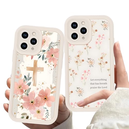 Omyzo 2 Stück HandyHülle für Apple iPhone 14 Pro Hülle 6,1", Aesthetic Blumen Muster Frau Mädchen Schutzhülle Kameraschutz Bumper Ultradünne Silikon Case für iPhone 14 Pro von Omyzo