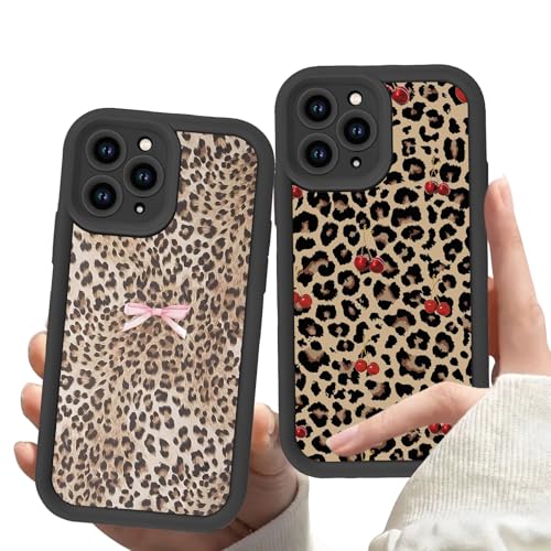 Omyzo 2 Stück HandyHülle für Apple iPhone 14 Pro Max Hülle 6,7", Aesthetic Muster Leopardo Design Schutzhülle mit Kameraschutz Bumper Stoßfest TPU Schwarz Silikon Cover für iPhone 14 Pro Max von Omyzo