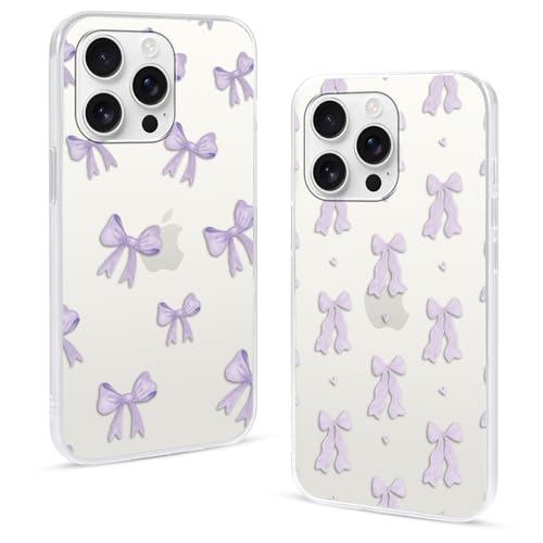 Omyzo 2 Stück Hülle für Xiaomi Redmi Note 11 Pro 4/5G 2022 6,67" Hülle, Transparente Weiches TPU Hülle mit Lila Schleife Muster Ultra Dünne Kratzfeste Silikon Schutzhülle für Redmi Note 11 Pro von Omyzo
