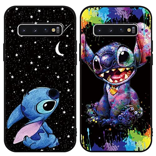 Omyzo [2 Stück Schutzhülle für Samsung Galaxy S10 4G Hülle 6,1",Stitch Cute Sweet Karikatur Anime Einzigartige Lustig Ultra Dünn Matt Hart Silikon Stoßfest Kratzfest Case Handyhülle von Omyzo