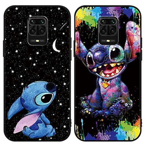 Omyzo [2 Stück Stitch Handyhülle für Xiaomi Redmi Note 9 Pro/Note 9S 4G Hülle 6,67",Cute Sweet Karikatur Anime Einzigartige Lustig Ultra Dünn Matt Weich Silikon Stoßfest Kratzfest Case Schutzhülle von Omyzo