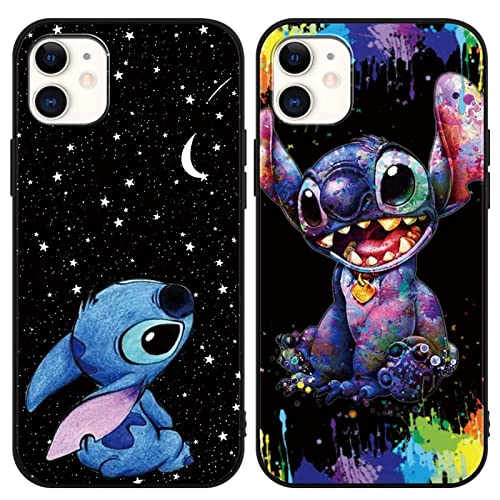 Omyzo [2 Stück Stitch Handyhülle für iPhone 11 Hülle 6,1",Cute Sweet Karikatur Anime Einzigartige Lustig Ultra Dünn Matt Weich Silikon Stoßfest Kratzfest Case Schutzhülle für iPhone 11 von Omyzo