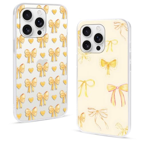 Omyzo 2 Stück Transparent Handyhülle für Xiaomi Redmi Note 13 Pro 4G 6,67" Hülle, Gelbe Schleife Muster Frauen Mädchen Case Weich Durchsichtig Silikon Schutzhülle für Redmi Note 13 Pro 4G von Omyzo