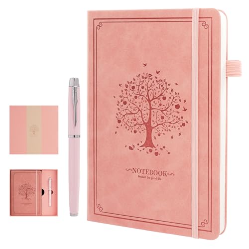 OnMove Lined Notebook with Gift Box for Women Men 320 Pages A5 Hardcover Leather with Pen Holder College Ruled Journals for Work Note Taking Travel School Pink OnMove Lined Notebook with Gift Box for Women Men 320 Pages A5 Hardcover Leather with Pen Holder College Ruled Journals for Work Note Taking Travel School Pink von OnMove