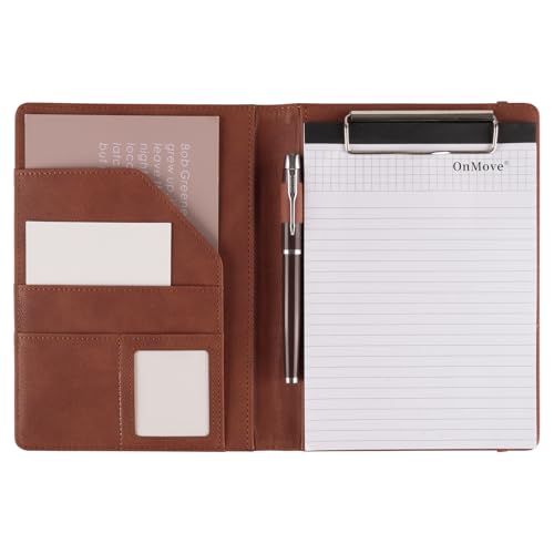 OnMove Professioneller Padfolio-Ordner mit Klemmbrett, idealer Organizer für Unternehmen, perfekte Größe, 21,6 x 16 cm, langlebiges Portfolio für Profis, Studenten, Präsentatoren, Braun OnMove Professioneller Padfolio-Ordner mit Klemmbrett, idealer Organizer für Unternehmen, perfekte Größe, 21,6 x 16 cm, langlebiges Portfolio für Profis, Studenten, Präsentatoren, Braun von OnMove