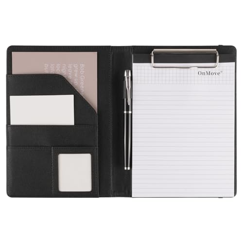 OnMove Professioneller Padfolio-Ordner mit Klemmbrett, idealer Organizer für Unternehmen, perfekte Größe, 21,6 x 16 cm, langlebiges Portfolio für Profis, Studenten, Präsentatoren, Schwarz OnMove Professioneller Padfolio-Ordner mit Klemmbrett, idealer Organizer für Unternehmen, perfekte Größe, 21,6 x 16 cm, langlebiges Portfolio für Profis, Studenten, Präsentatoren, Schwarz von OnMove