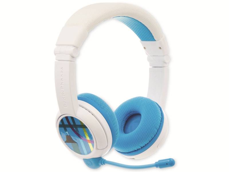 ONANOFF Bluetooth On-Ear Kopfhörer BuddyPhones School+, für Kinder, weiß/blau von Onanoff