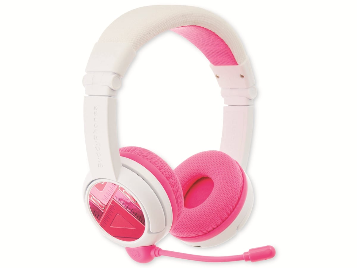 ONANOFF Bluetooth On-Ear Kopfhörer BuddyPhones School+, für Kinder, weiß/pink von Onanoff