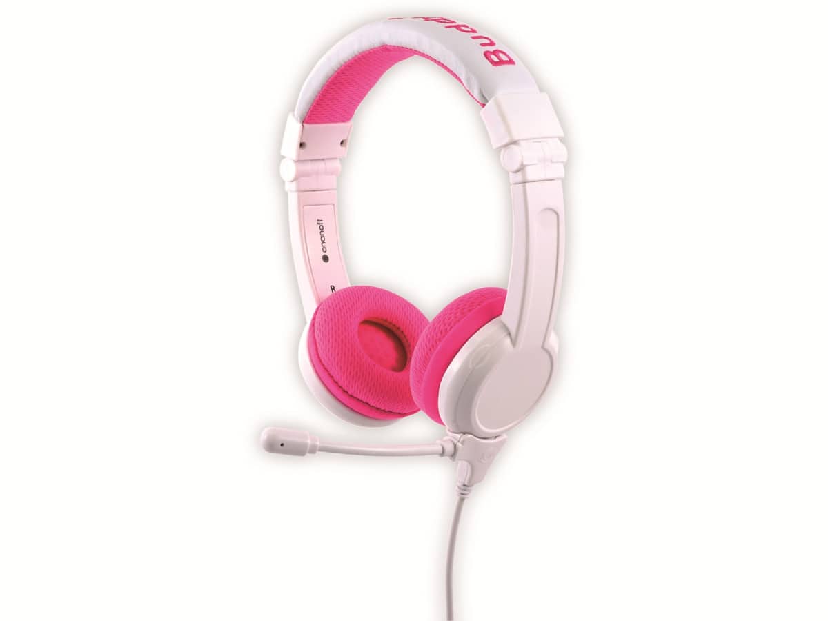 ONANOFF On-Ear Kopfhörer BuddyPhones School+, für Kinder, weiß/pink von Onanoff