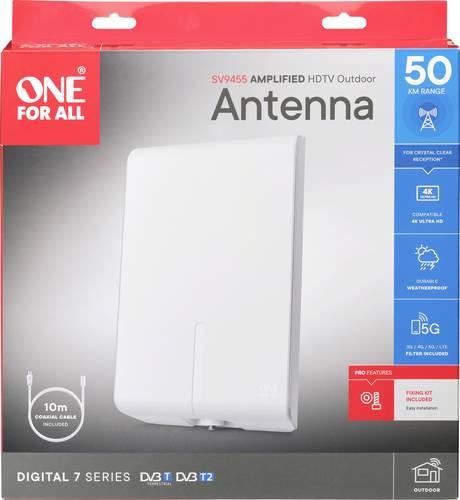 One For All SV 9455-5G Passive DVB-T/T2-Flachantenne Außenbereich Weiß One For All SV 9455-5G Passive DVB-T/T2-Flachantenne Außenbereich Weiß von One For All