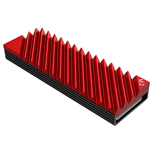 One enjoy M.2 2280 SSD kühler Aluminium M.2 Kühlkörper kühler mit Silikon Wärmeleitpad für PC/PS5 (Red) von One enjoy