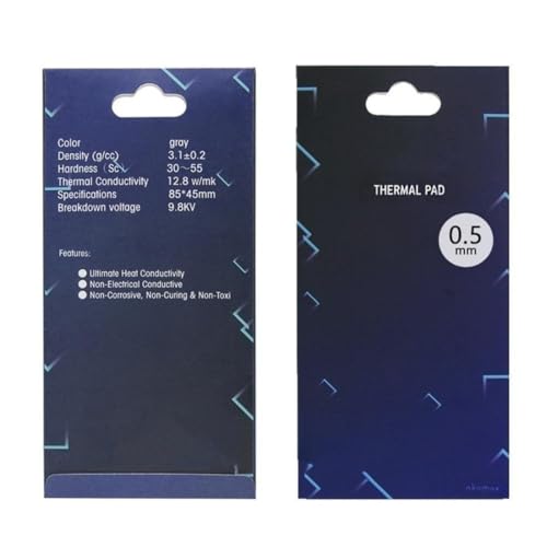 Wärmeleitpads 12,8 W/mK, 85x45x0.5mm, Silikon Thermal Pad für Kühlkörper/GPU/CPU/LED-Kühler von nkomax