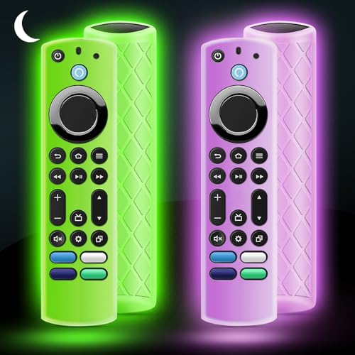 OneBom Silikon-Schutzhülle für Fernbedienung, leuchtet im Dunkeln, für 15,7 cm (6,2 Zoll) Firetv 4K Max (2. Generation)/Insignia/Pioneer/Omni (QLED) Serie mit Umhängeband, leicht, rutschfest, von OneBom